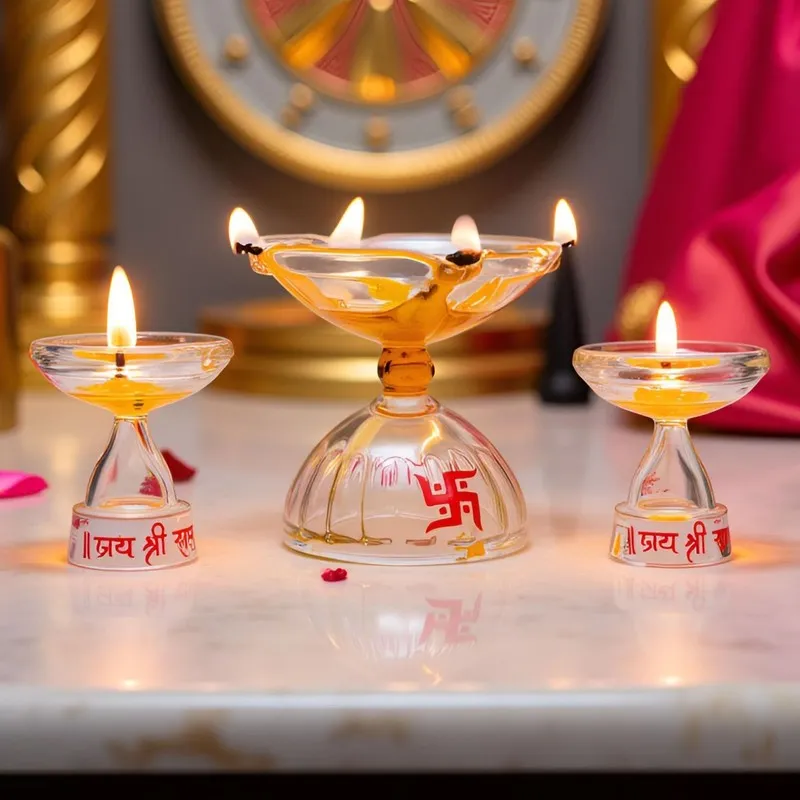 RadiantAura Designer Festive Diya - 3 Piece Set media 5