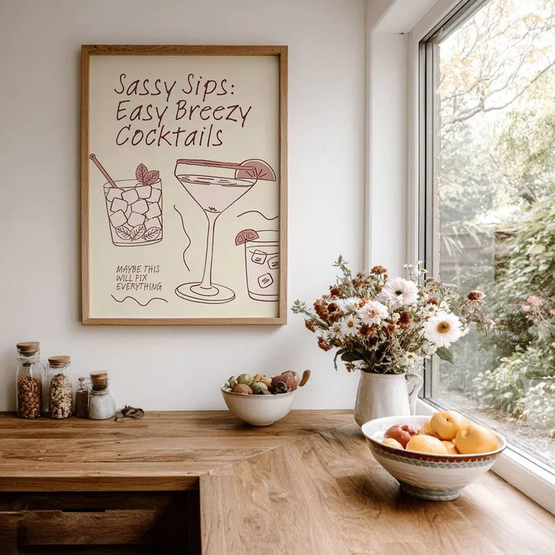 Sassy Sips Archival Canvas Wall Art - Brown media 7