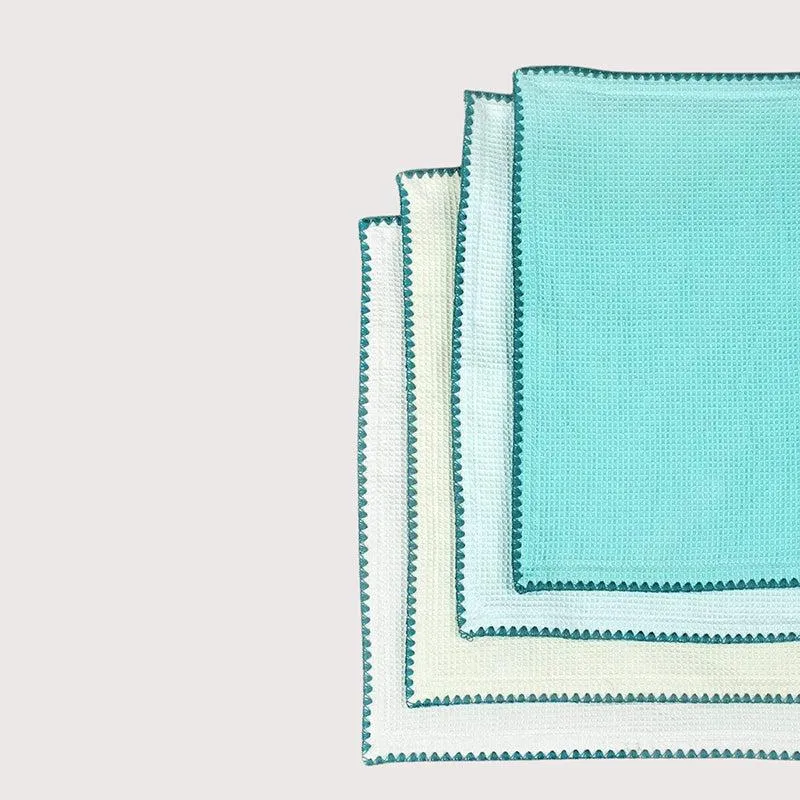Fluff & Fold Cotton Hand & Face Towel (Green) - Set Of Four media 4