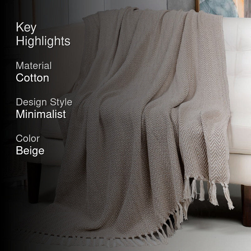 Linen Fade Cotton Throw - Beige media 2