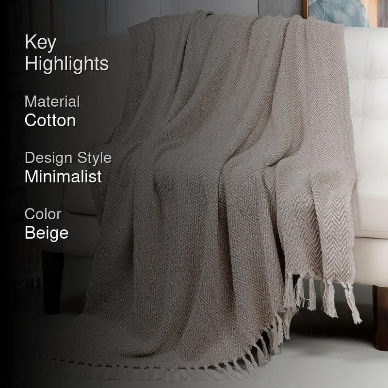Linen Fade Cotton Throw - Beige media 2