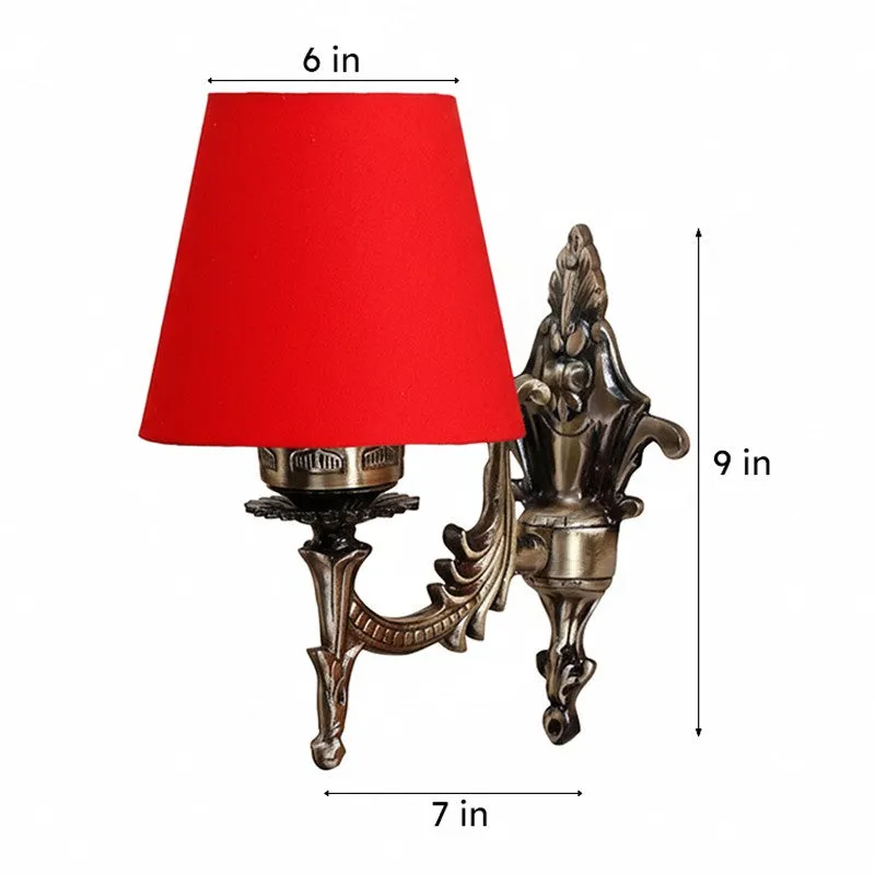 Vista Edrel Conical Fabric & Metal Wall Lamp - Red media 6