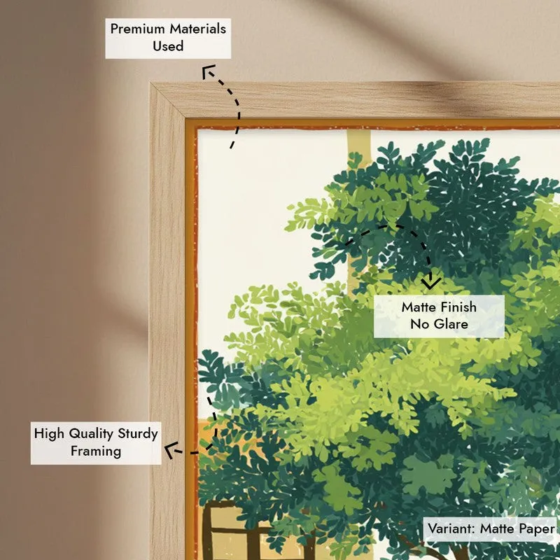Verdara Courtyard Canvas Wall Painting With Brown Frame media 9