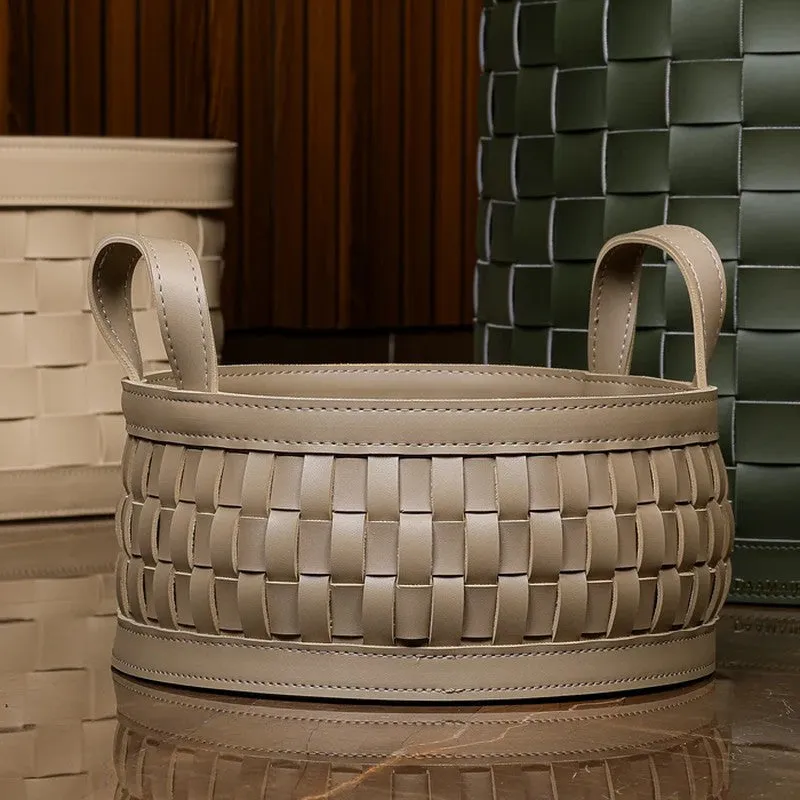 Calyra Faux Leather Storage Basket - Brown media 3