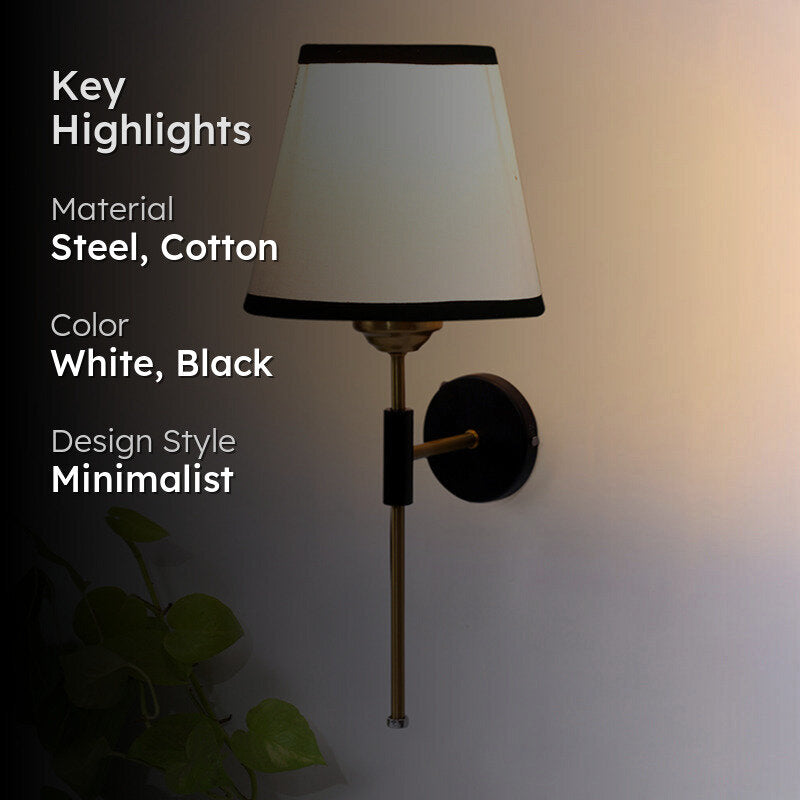 Beryll Edge Steel & Cotton Wall Lamp - White image 2