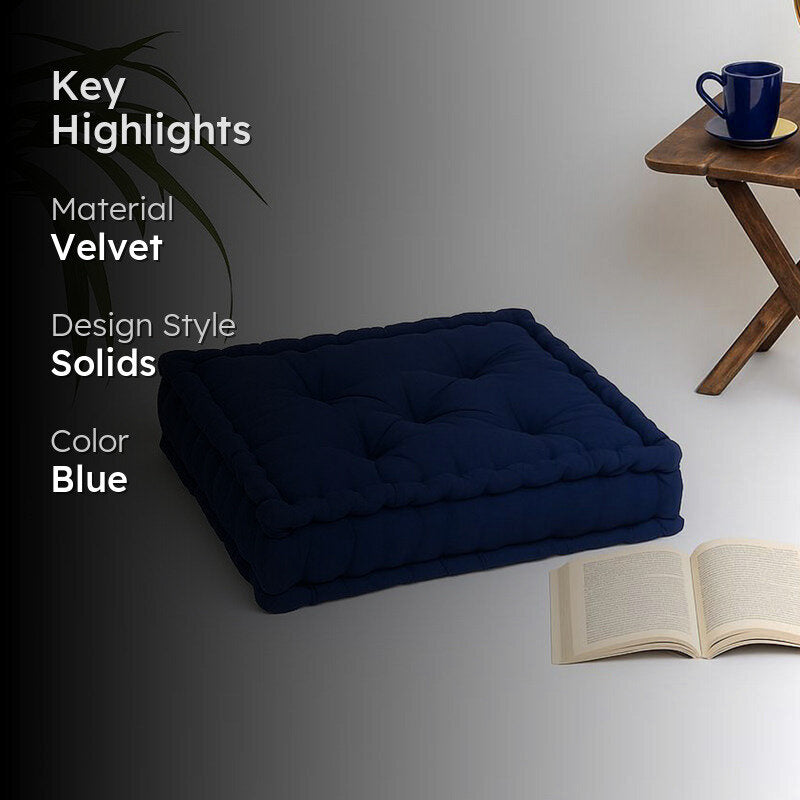 Thera Velvet Floor Cushion - Blue media 2