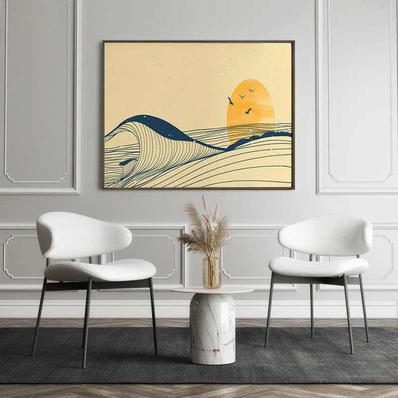 Ocean Wave Landscape Canvas Painting - Black Frame media 5