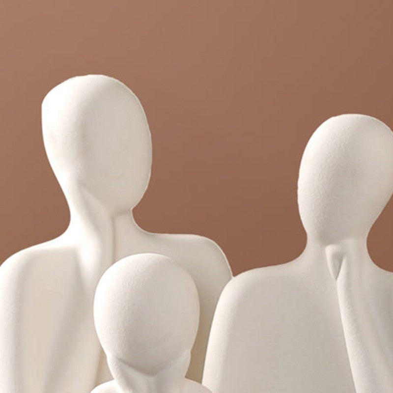 Family Embrace Abstract Painted Resin Showpiece (White) - Set Of Three media 4