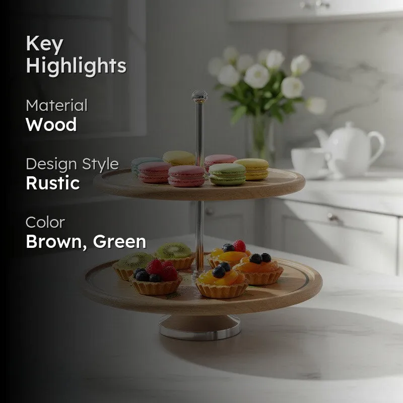 Blossom Charm Floral Wooden Two-Tier Cake Stand media 2