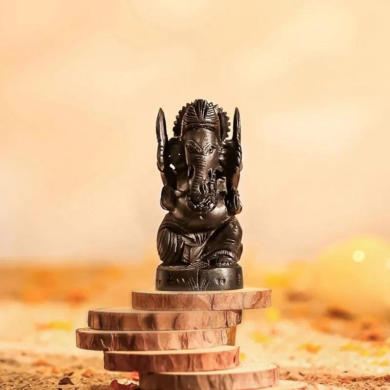 Sri Ganesh Divine Ebony Wood Idol media 3