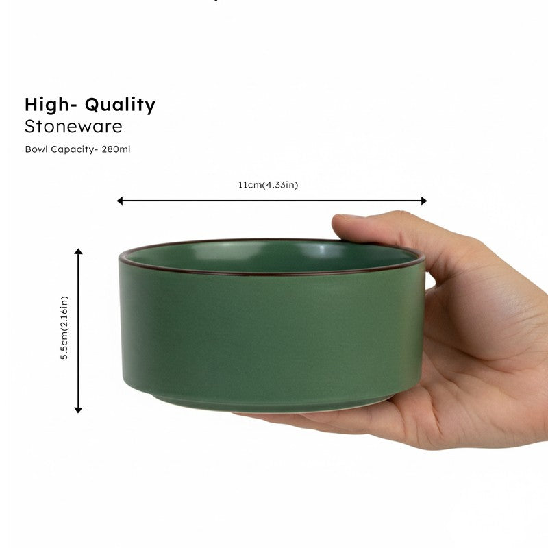 Whimsi Ceramic Soup Bowls (280 mL,Green) - Set Of Four media 7