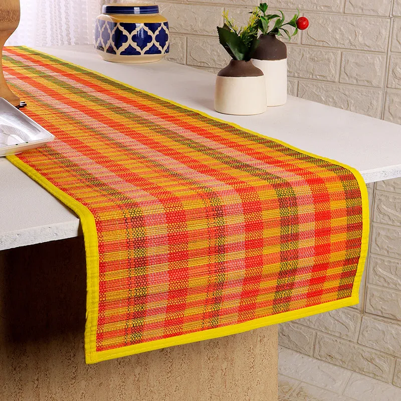 Chequered Zen Bamboo Table Runner - Yellow media 1