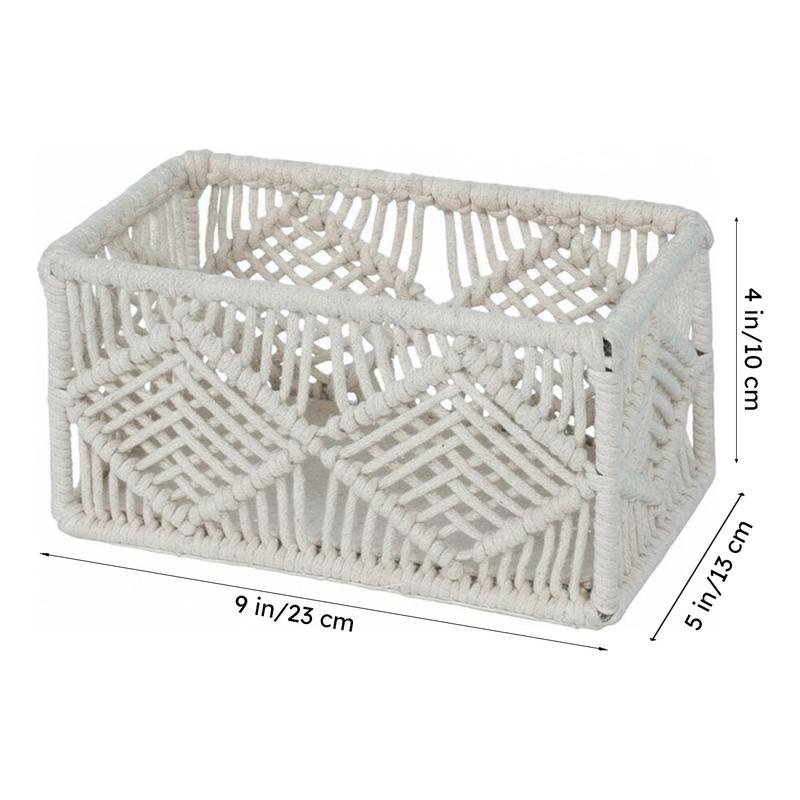Ashi Handmade Boho Macrame Cotton Storage Basket media 7
