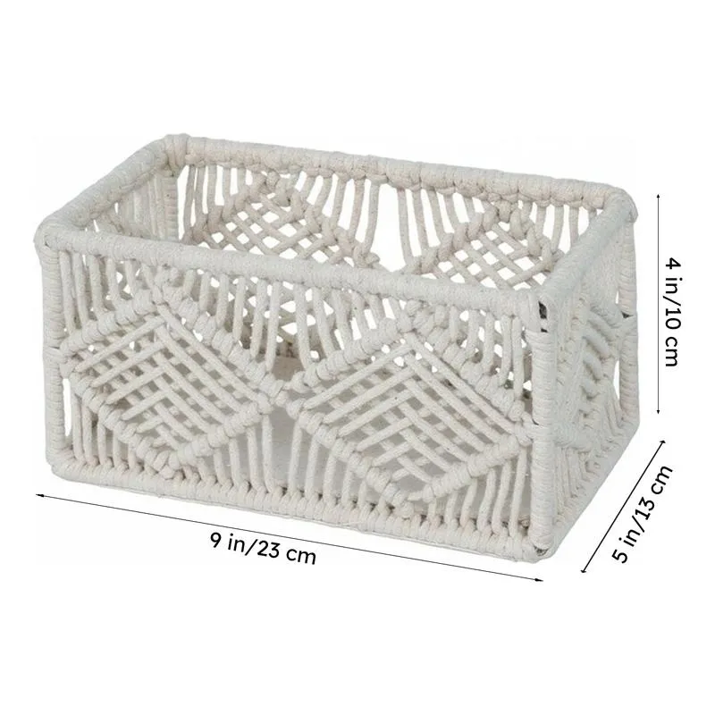 Ashi Handmade Boho Macrame Cotton Storage Basket media 7