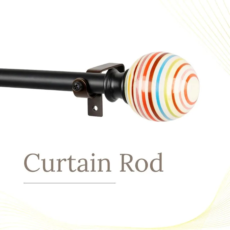 Spirella Extendable 1" Single Curtain Rods With Round Finial & Brackets media 3
