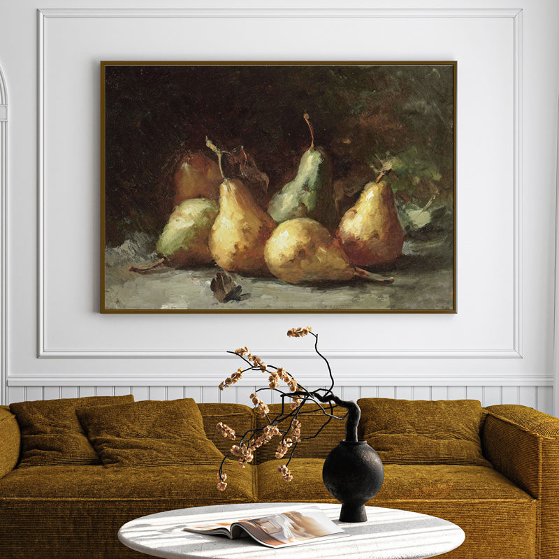 Pear Glow Wood Wall Art With Frame - Black