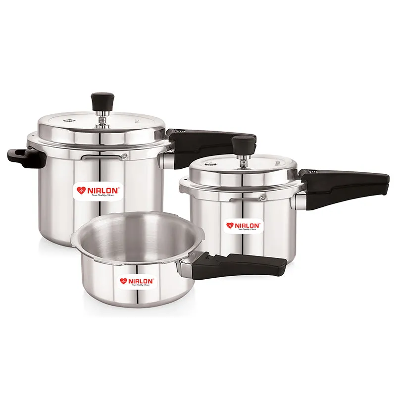 Nirlon Stainless Steel Pressure Cooker(5000 mL/3000 mL/2000 mL) - Set Of Three media 9
