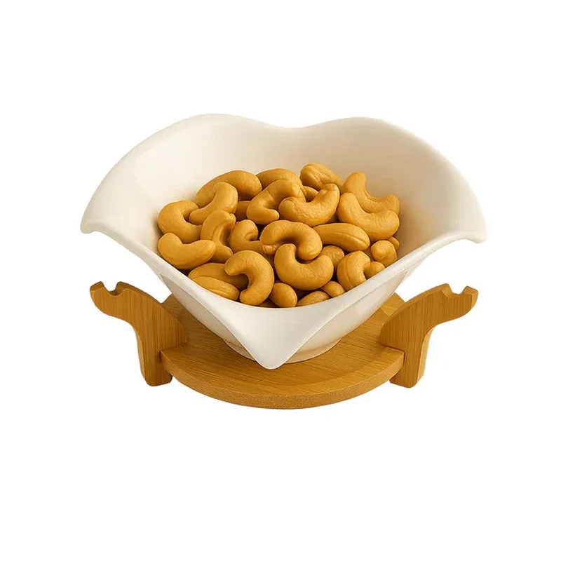 Lotus Grace Decorative Serving Bowl - White media 3