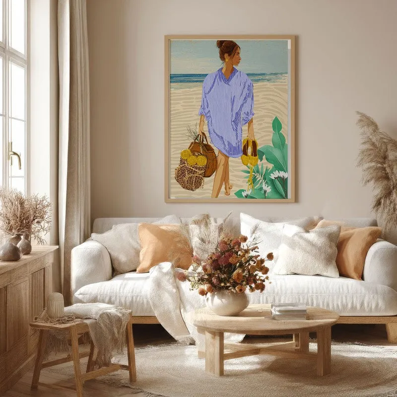 Coastal Escape Canvas Wall Painting - Brown Frame media 4