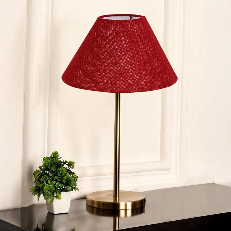 Loft Gleam Jute & Metal Table Lamp (Empire) - Maroon,Gold media 2