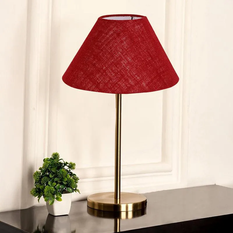 Loft Gleam Jute & Metal Table Lamp (Empire) - Maroon,Gold media 2