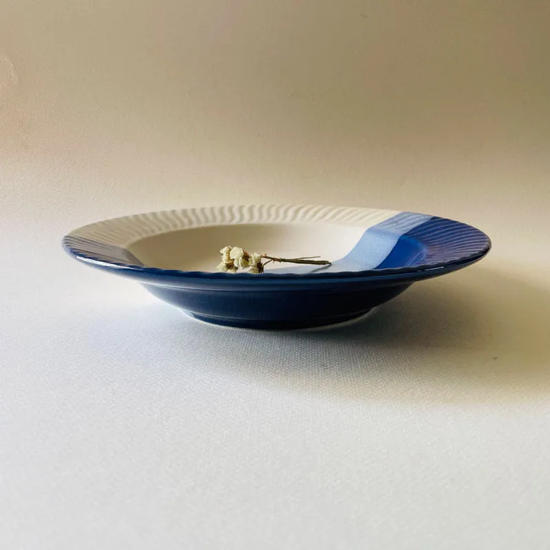 Yila Pasta Plate - White & Blue (9 Inches) media 4