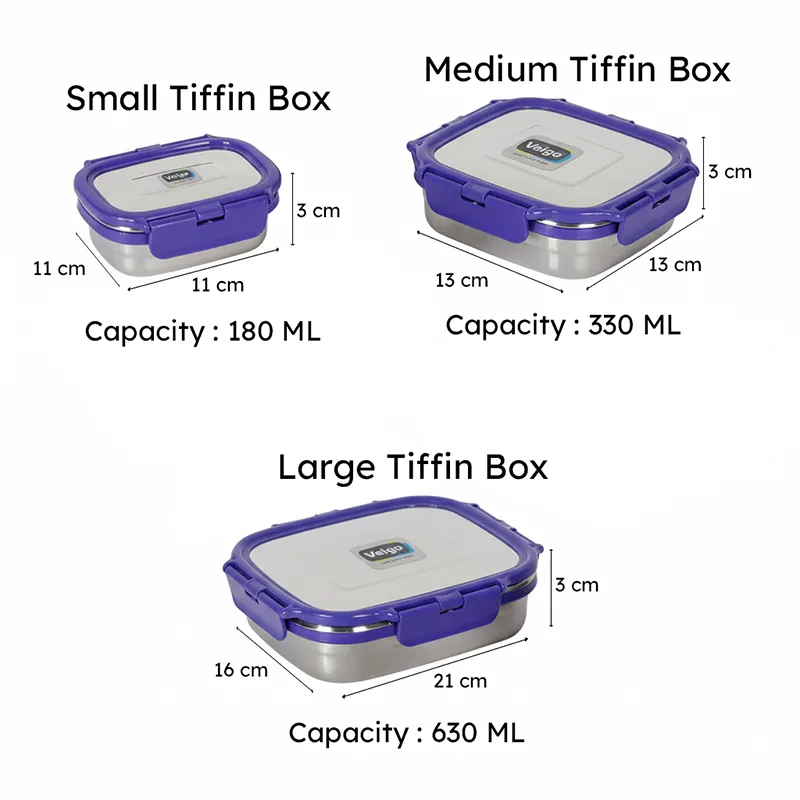 Savory Sam Blue Lunch Box (550/300/150 mL) - Three Piece Set media 6