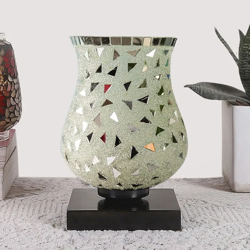 Elunor Mosaic Glass Table Lamp With Wooden Base - Multicolor media 3