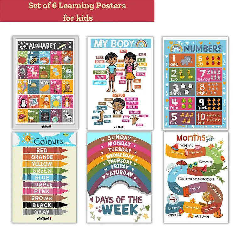 Learning Fun Kids Wall Poster - Set Of Six media 3