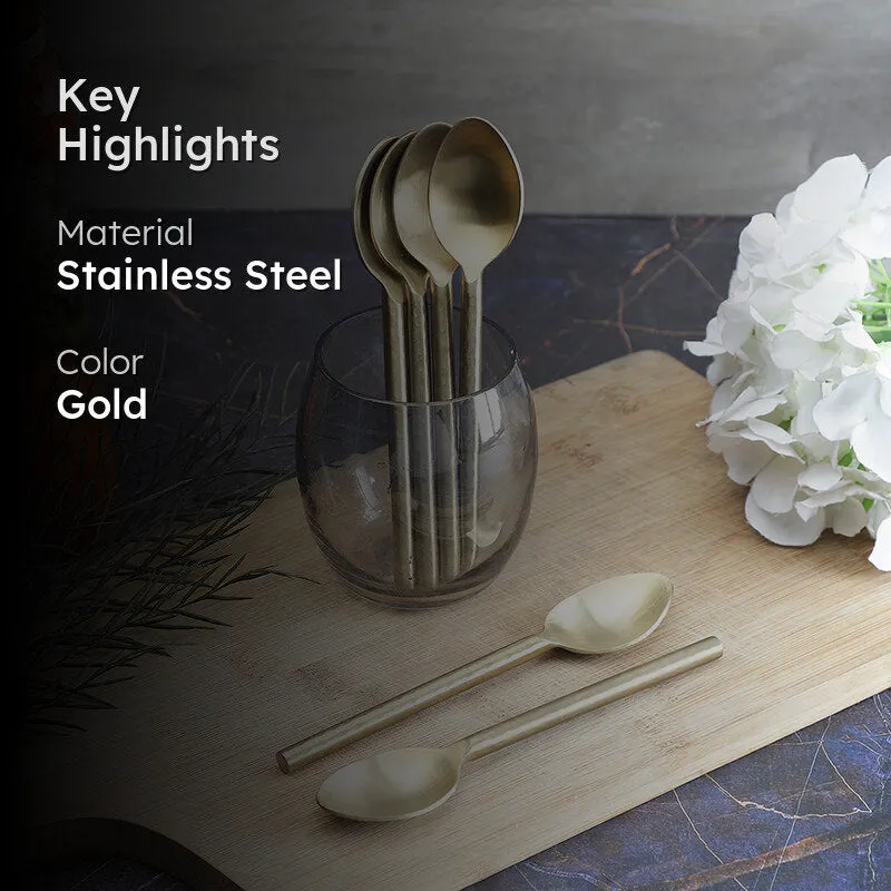 Zarifa Stainless Steel Spoon Set (Gold) - Set Of Six media 2