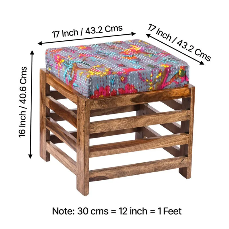 Texon Sheesham Wooden Bench with Stool (Grey) - Two Piece Set media 11