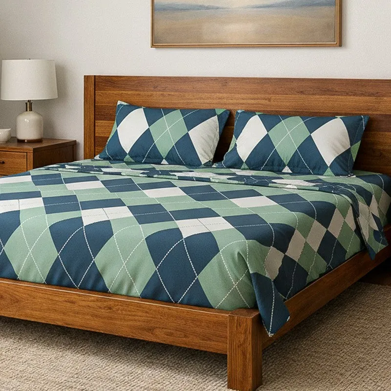 Anahi Grid Microfiber Bedsheet - 125 GSM media 3