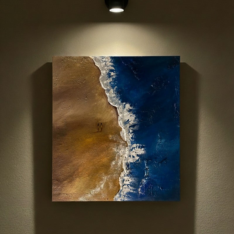 Coastal Drift Handmade Canvas Wall Painting media 5