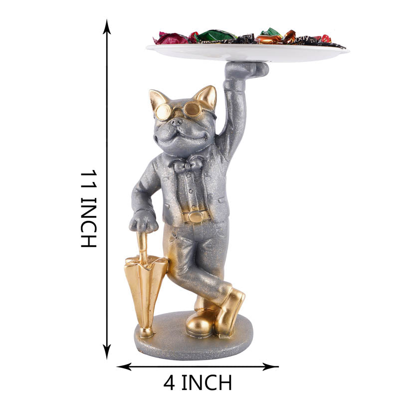Dapper Cat Painted Polyresin Show Piece - Grey media 7