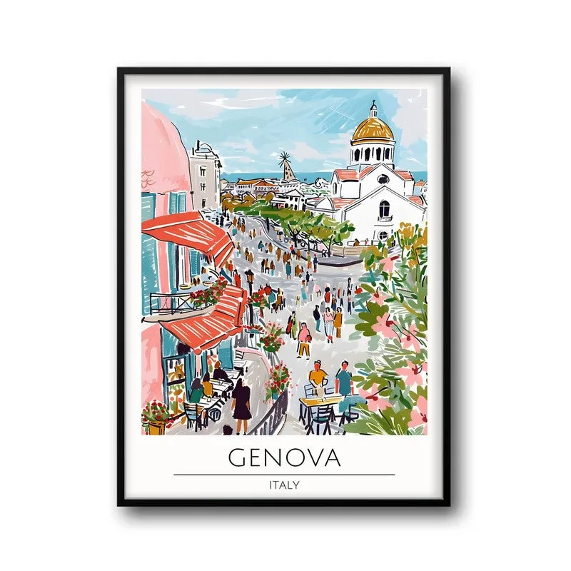 Vintage Genoa Framed Canvas Wall Painting media 5