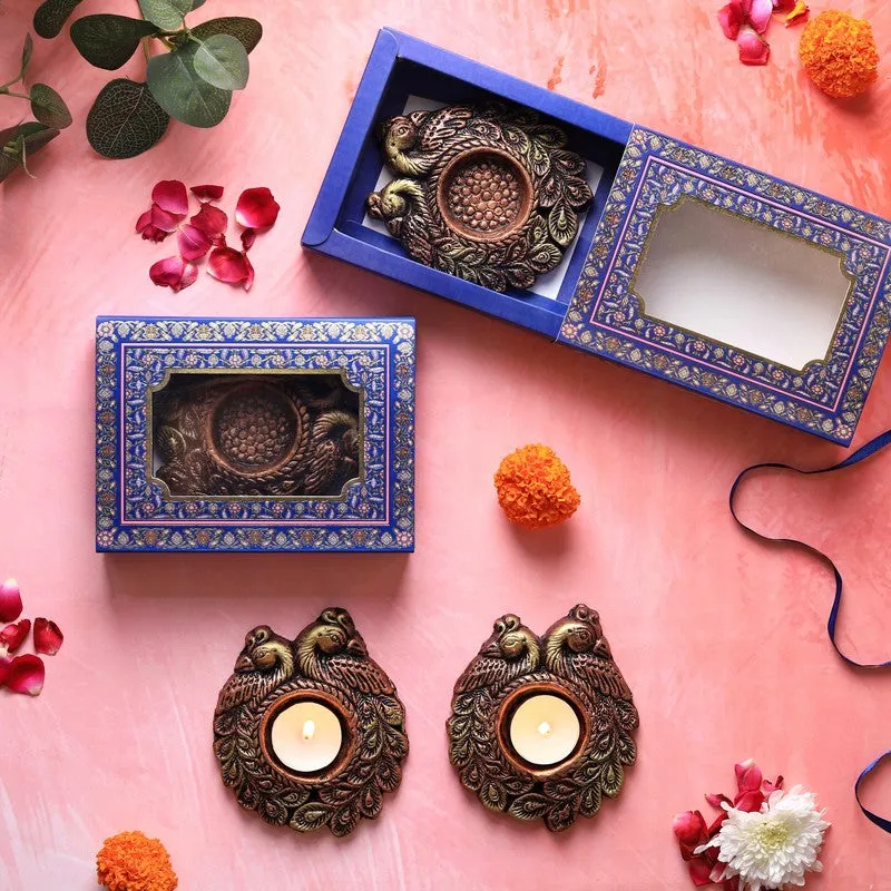 Couple Peacock Tea Light Holder - Set Of Four media 5