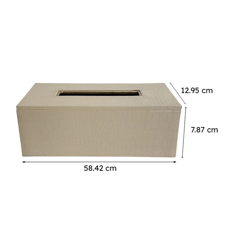 Elvan Faux Leather Tissue Holder - Cream media 8