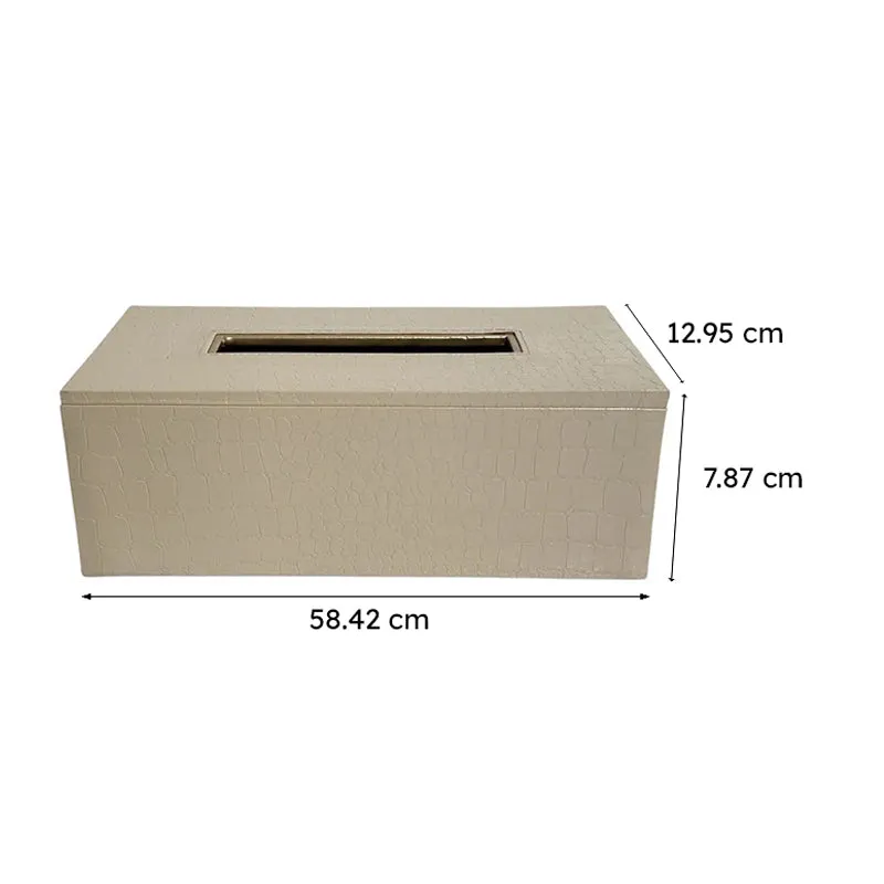Elvan Faux Leather Tissue Holder - Cream media 8