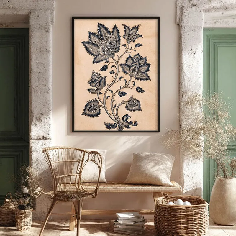 Pallavi Floral Line Art Canvas Wall Painting With Black Frame media 4