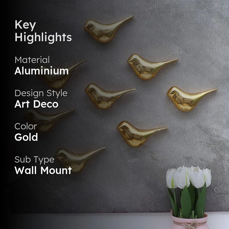 Chirping Chidiya Aluminium Wall Accent - Set Of Eight media 2