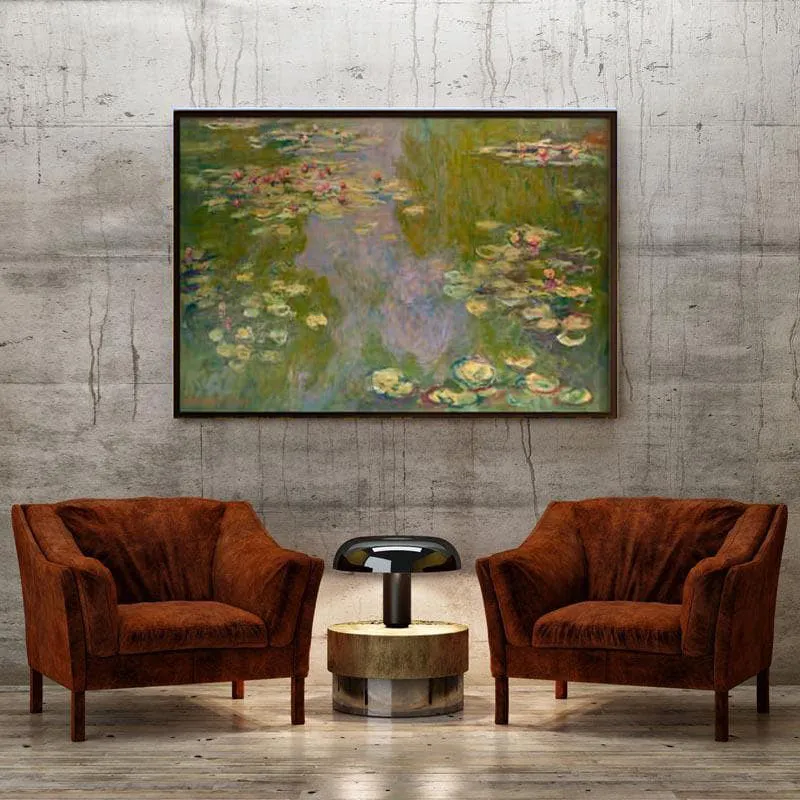 Water Lilies painting by Claude Monet-black frame media 4