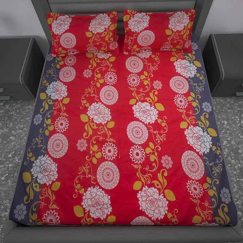 Fleur Spectrum Floral Cotton Bedsheet - 144 TC media 4