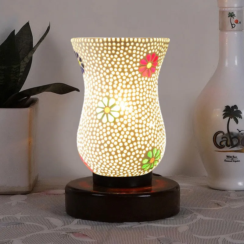 Glazora Mosaic Glass Table Lamp With Wooden Base - Multicolor media 3