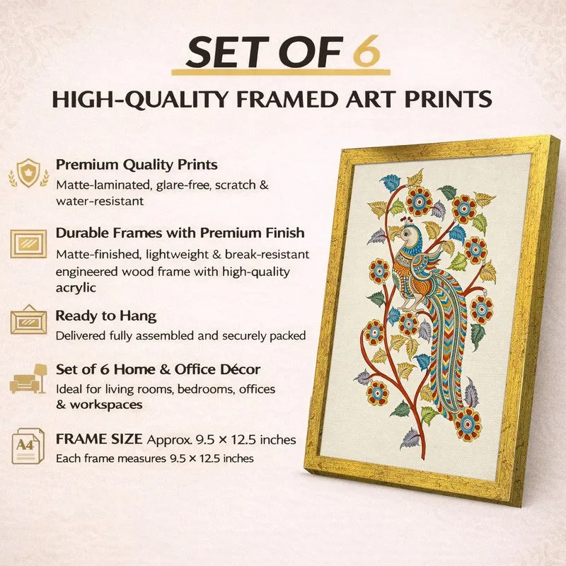 Royal Emperors Animal Paper Wall Painting With Frame - Set Of Six media 9