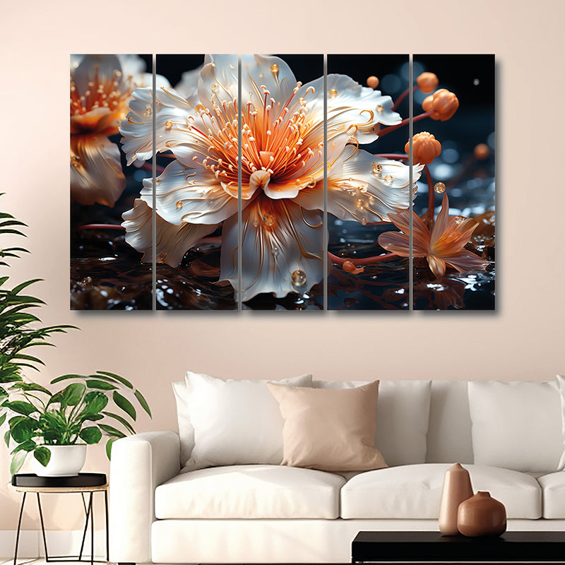 Liquid Flora II Canvas Wall Art - Set Of Five