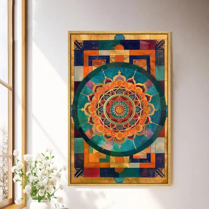 Emerald Mandala Canvas Wall Art With Frame media 1