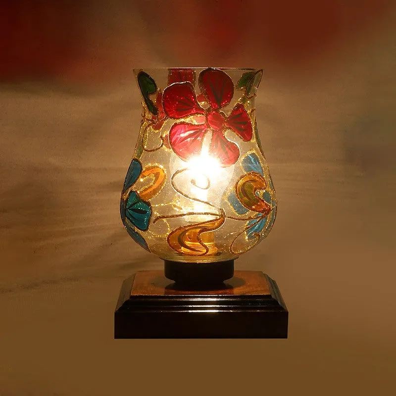 Glowelle Mosaic Glass Table Lamp With Wooden Base - Multicolor media 8