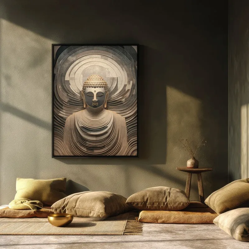 Buddha In Meditation Archival Paper Wall Painting With Black Frame media 3