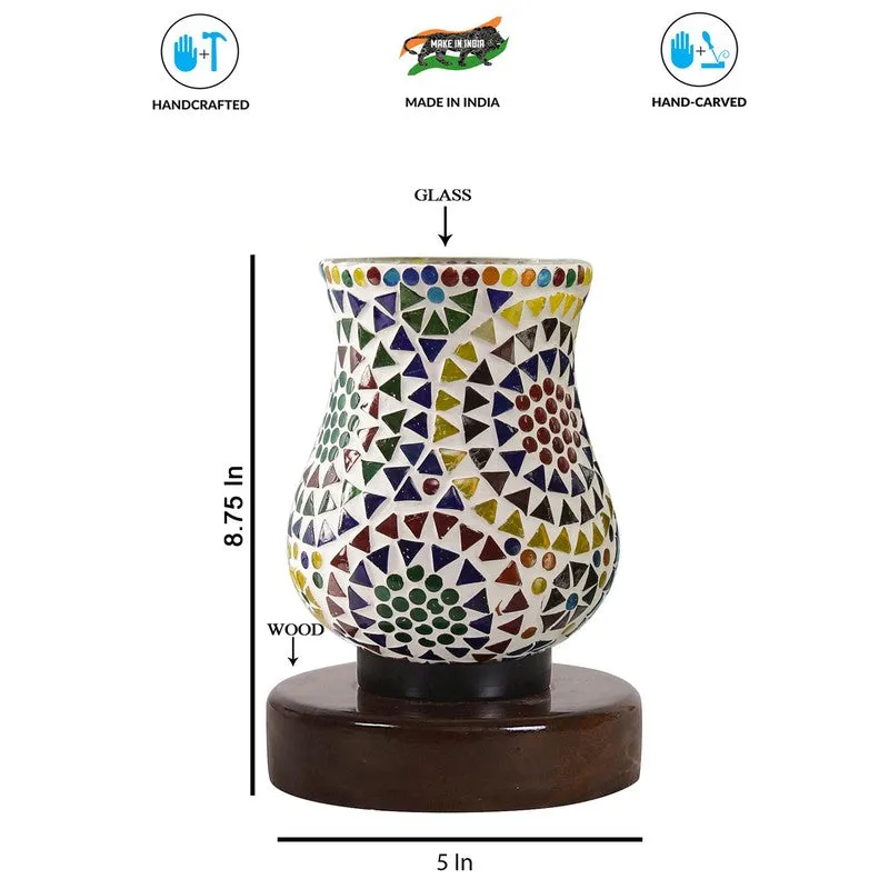 Sparkira Mosaic Glass Table Lamp With Wooden Base - Multicolor media 8