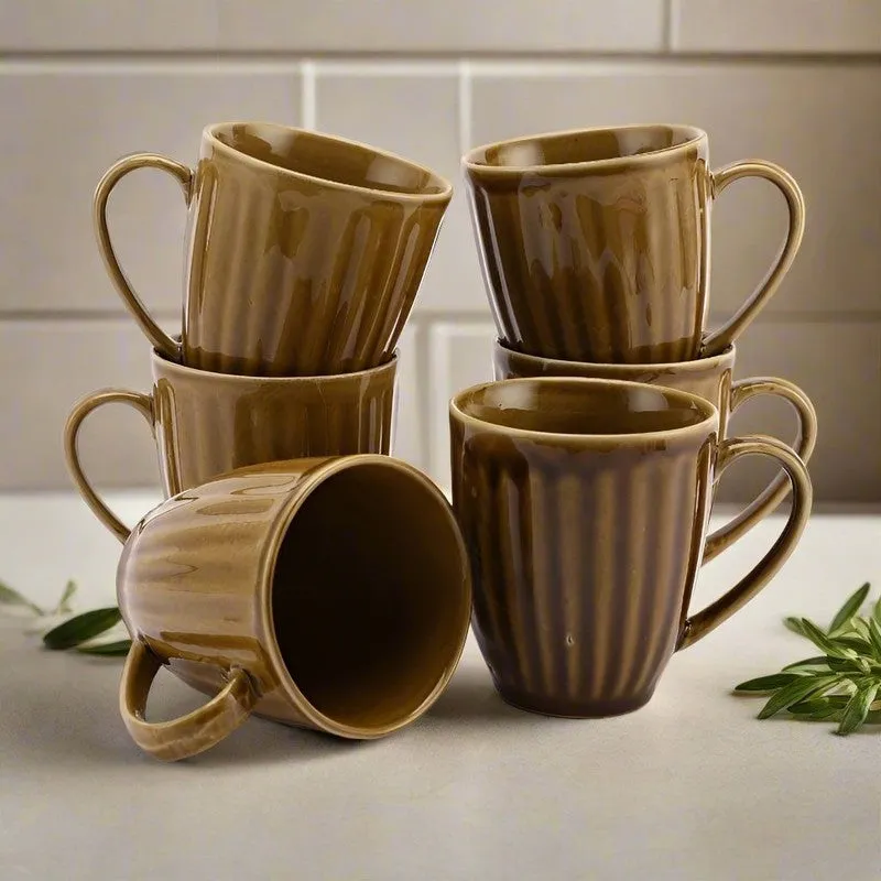 Earthy Ceramic Coffee Mug (400 mL Each) - Set of Six media 1